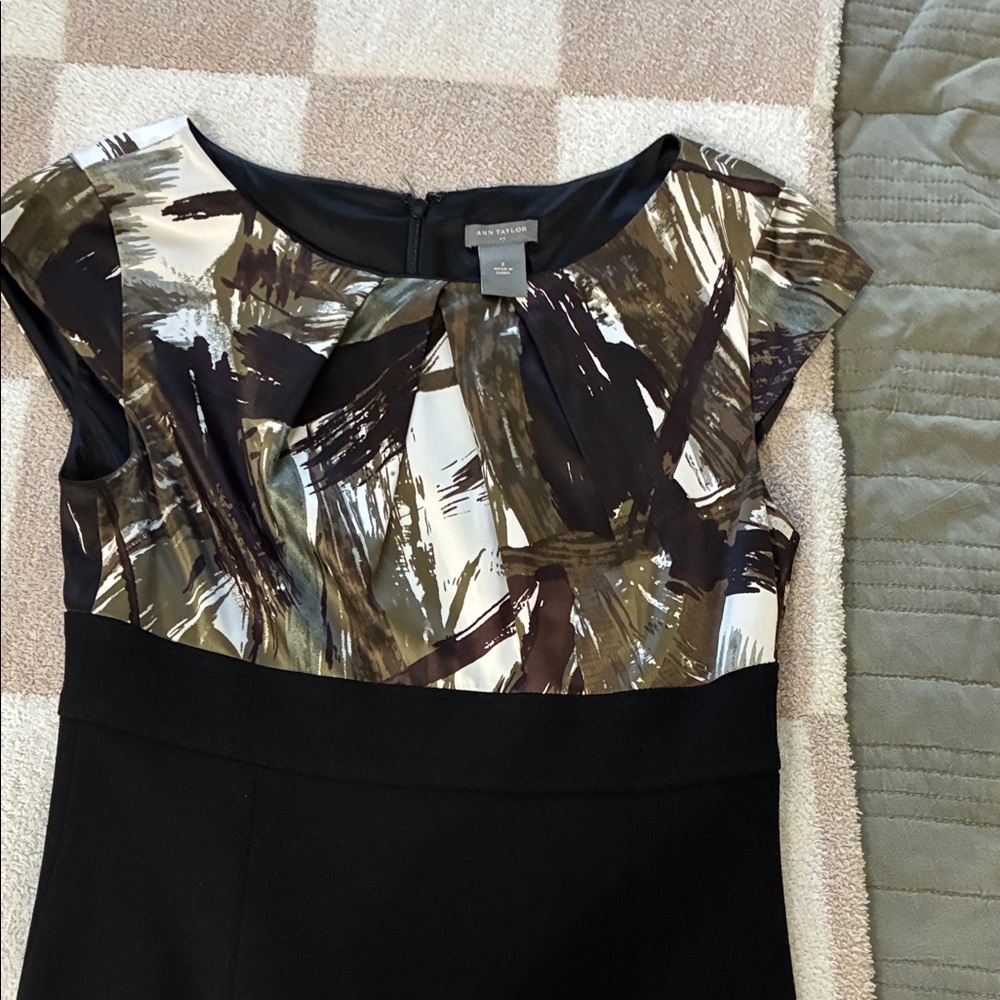 Ann Taylor Black and Brown Patterned Dress